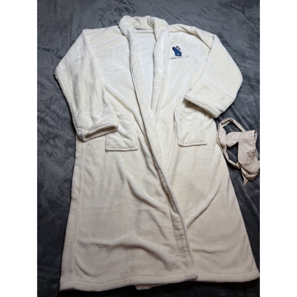 Disney Cruise Line Plush White Bathrobe Robe with Embroidered Logo DCL No Belt